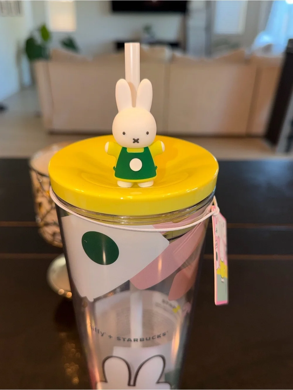Starbucks Yellow & Green Miffy Bunny Straw Tumbler with Charm